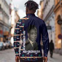 Kwame Nkrumah Long Sleeve Button Shirt Ghana Pan-African Print Design Portrait and Anti-Colonial Legacy Tribute - Wonder Print Shop