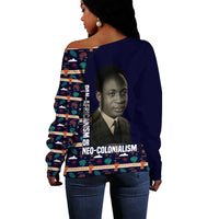 Kwame Nkrumah Off Shoulder Sweater Ghana Pan-African Print Design Portrait and Anti-Colonial Legacy Tribute - Wonder Print Shop