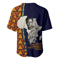 Kwame Nkrumah Ghana Baseball Jersey African Map Pattern Design and Economic Freedom Quote Tribute - Wonder Print Shop