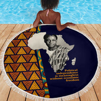 Kwame Nkrumah Ghana Beach Blanket African Map Pattern Design and Economic Freedom Quote Tribute - Wonder Print Shop