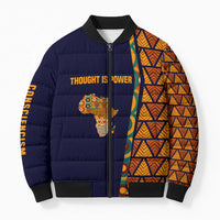 Kwame Nkrumah Ghana Bomber Puffer Jacket African Map Pattern Design and Economic Freedom Quote Tribute - Wonder Print Shop