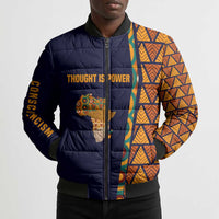 Kwame Nkrumah Ghana Bomber Puffer Jacket African Map Pattern Design and Economic Freedom Quote Tribute - Wonder Print Shop