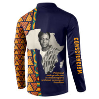 Kwame Nkrumah Ghana Button Sweatshirt African Map Pattern Design and Economic Freedom Quote Tribute