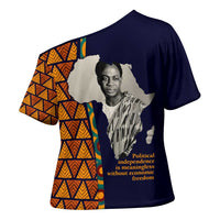 Kwame Nkrumah Ghana Cross Shoulder Shirt African Map Pattern Design and Economic Freedom Quote Tribute - Wonder Print Shop