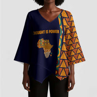 Kwame Nkrumah Ghana Kimono Sleeve Blouse African Map Pattern Design and Economic Freedom Quote Tribute - Wonder Print Shop