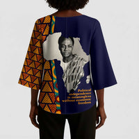 Kwame Nkrumah Ghana Kimono Sleeve Blouse African Map Pattern Design and Economic Freedom Quote Tribute - Wonder Print Shop