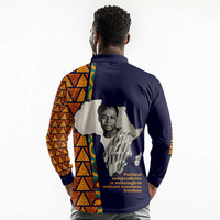 Kwame Nkrumah Ghana Long Sleeve Polo Shirt African Map Pattern Design and Economic Freedom Quote Tribute - Wonder Print Shop