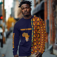 Kwame Nkrumah Ghana Long Sleeve Shirt African Map Pattern Design and Economic Freedom Quote Tribute - Wonder Print Shop