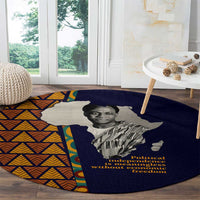 Kwame Nkrumah Ghana Round Carpet African Map Pattern Design and Economic Freedom Quote Tribute - Wonder Print Shop