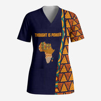 Kwame Nkrumah Ghana Scrub Top African Map Pattern Design and Economic Freedom Quote Tribute - Wonder Print Shop