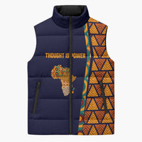 Kwame Nkrumah Ghana Sleeveless Puffer Jacket African Map Pattern Design and Economic Freedom Quote Tribute - Wonder Print Shop