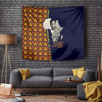 Kwame Nkrumah Ghana Tapestry African Map Pattern Design and Economic Freedom Quote Tribute - Wonder Print Shop