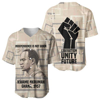 Kwame Nkrumah Baseball Jersey with Raised Fist Design and Independence Quote Ghana 1957 Tribute - Wonder Print Shop