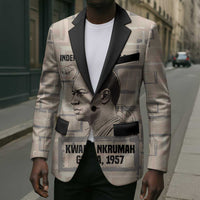 Kwame Nkrumah Blazer with Raised Fist Design and Independence Quote Ghana 1957 Tribute - Wonder Print Shop