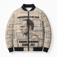 Kwame Nkrumah Bomber Puffer Jacket with Raised Fist Design and Independence Quote Ghana 1957 Tribute - Wonder Print Shop