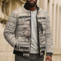 Kwame Nkrumah Bomber Puffer Jacket with Raised Fist Design and Independence Quote Ghana 1957 Tribute - Wonder Print Shop