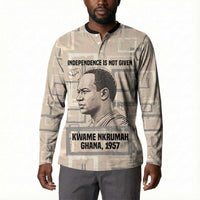 Kwame Nkrumah Button Sweatshirt with Raised Fist Design and Independence Quote Ghana 1957 Tribute