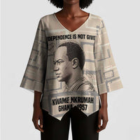 Kwame Nkrumah Kimono Sleeve Blouse with Raised Fist Design and Independence Quote Ghana 1957 Tribute - Wonder Print Shop