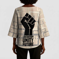Kwame Nkrumah Kimono Sleeve Blouse with Raised Fist Design and Independence Quote Ghana 1957 Tribute - Wonder Print Shop