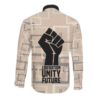 Kwame Nkrumah Long Sleeve Button Shirt with Raised Fist Design and Independence Quote Ghana 1957 Tribute - Wonder Print Shop