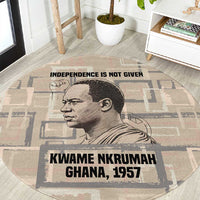 Kwame Nkrumah Round Carpet with Raised Fist Design and Independence Quote Ghana 1957 Tribute - Wonder Print Shop