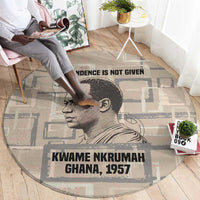 Kwame Nkrumah Round Carpet with Raised Fist Design and Independence Quote Ghana 1957 Tribute - Wonder Print Shop
