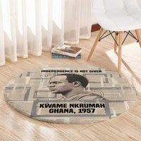 Kwame Nkrumah Round Carpet with Raised Fist Design and Independence Quote Ghana 1957 Tribute - Wonder Print Shop