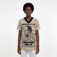 Kwame Nkrumah Scrub Top with Raised Fist Design and Independence Quote Ghana 1957 Tribute - Wonder Print Shop