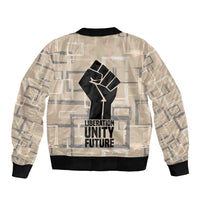 Kwame Nkrumah Sleeve Zip Bomber Jacket with Raised Fist Design and Independence Quote Ghana 1957 Tribute - Wonder Print Shop