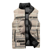 Kwame Nkrumah Sleeveless Puffer Jacket with Raised Fist Design and Independence Quote Ghana 1957 Tribute - Wonder Print Shop