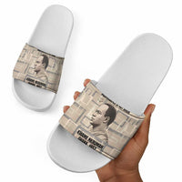 Kwame Nkrumah Slide Sandals with Raised Fist Design and Independence Quote Ghana 1957 Tribute - Wonder Print Shop