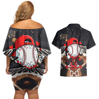 Baseball Drip Icecream Couples Matching Off Shoulder Short Dress and Hawaiian Shirt Boy Valentine Day Melting Cream Pattern
