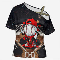 Baseball Drip Icecream Cross Shoulder Shirt Boy Valentine Day Melting Cream Pattern