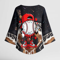 Baseball Drip Icecream Kimono Sleeve Blouse Boy Valentine Day Melting Cream Pattern