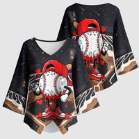 Baseball Drip Icecream Kimono Sleeve Blouse Boy Valentine Day Melting Cream Pattern