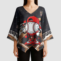 Baseball Drip Icecream Kimono Sleeve Blouse Boy Valentine Day Melting Cream Pattern