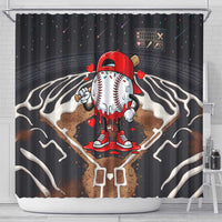 Baseball Drip Icecream Shower Curtain Boy Valentine Day Melting Cream Pattern