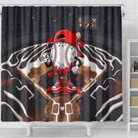 Baseball Drip Icecream Shower Curtain Boy Valentine Day Melting Cream Pattern