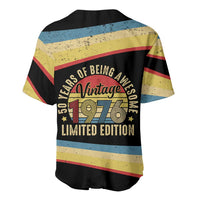 Vintage 1976 Birthday Celebration Baseball Jersey 50th Birthday for Him - Retro Distressed Stripe Pattern
