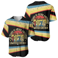 Vintage 1976 Birthday Celebration Baseball Jersey 50th Birthday for Him - Retro Distressed Stripe Pattern