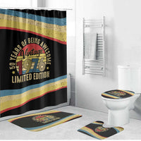 Vintage 1976 Birthday Celebration Bathroom Set 50th Birthday for Him - Retro Distressed Stripe Pattern