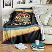 Vintage 1976 Birthday Celebration Blanket 50th Birthday for Him - Retro Distressed Stripe Pattern