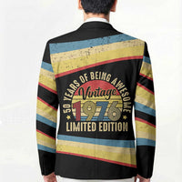 Vintage 1976 Birthday Celebration Blazer 50th Birthday for Him - Retro Distressed Stripe Pattern