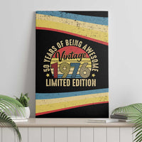 Vintage 1976 Birthday Celebration Canvas Wall Art 50th Birthday for Him - Retro Distressed Stripe Pattern