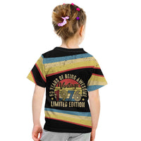 Vintage 1976 Birthday Celebration Kid T Shirt 50th Birthday for Him - Retro Distressed Stripe Pattern