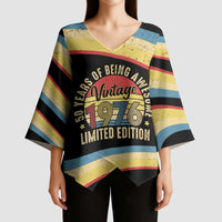 Vintage 1976 Birthday Celebration Kimono Sleeve Blouse 50th Birthday for Him - Retro Distressed Stripe Pattern