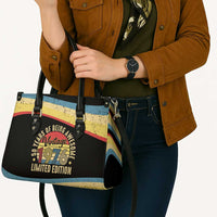 Vintage 1976 Birthday Celebration Leather Bag 50th Birthday for Him - Retro Distressed Stripe Pattern