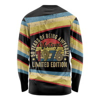 Vintage 1976 Birthday Celebration Long Sleeve Shirt 50th Birthday for Him - Retro Distressed Stripe Pattern