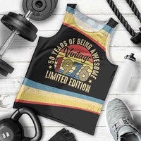 Vintage 1976 Birthday Celebration Men Tank Top 50th Birthday for Him - Retro Distressed Stripe Pattern