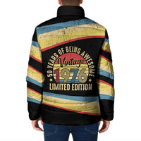 Vintage 1976 Birthday Celebration Padded Jacket 50th Birthday for Him - Retro Distressed Stripe Pattern